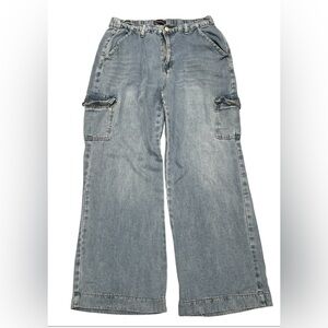 Rock our Republic for All Women's Blue Wide-Leg Cargo Jeans Size L